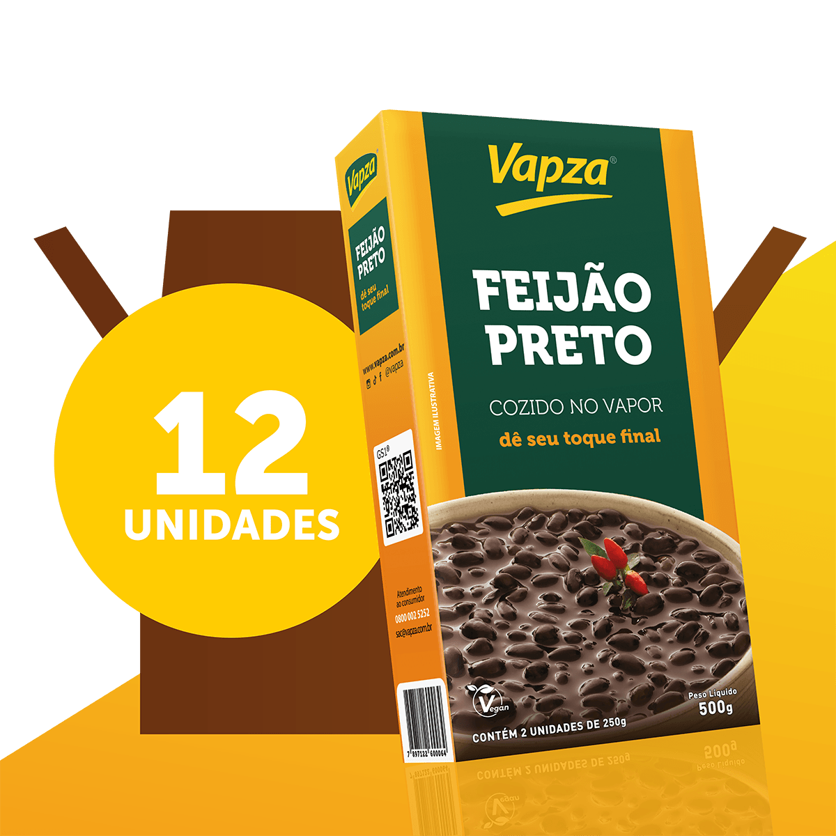 Kit 12 Feijões Preto 500G Vapza
